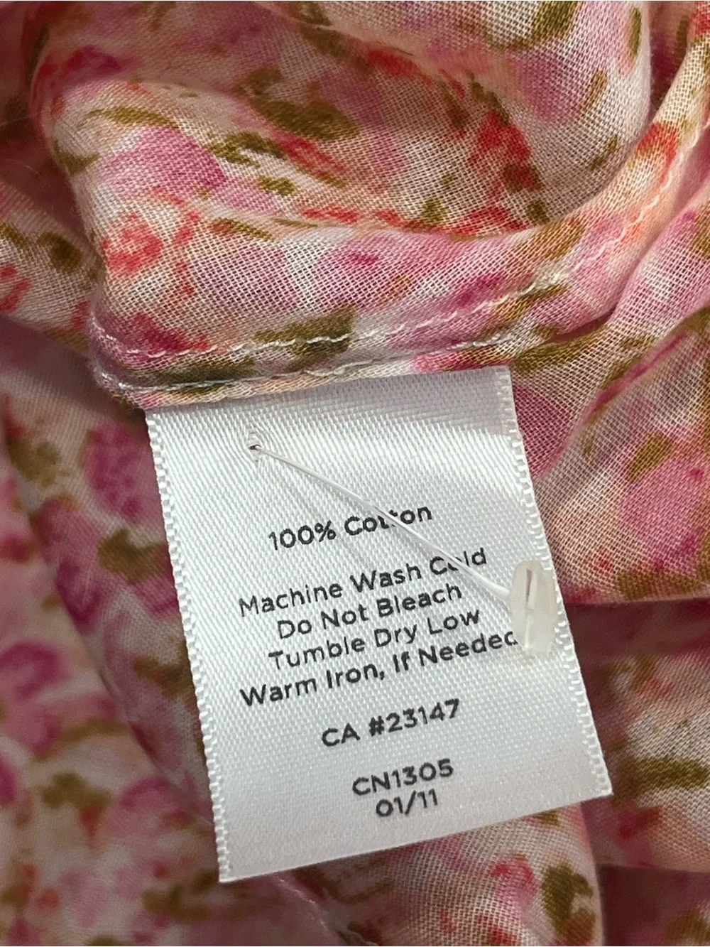 Talbots Pink Floral 100% Cotton Button Down Shirt Blouse Size 10